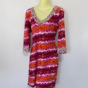 Vertigo Paris”Anjelne” Dress Floral Print Drawstring Neck Empire Line Sz M Nwot